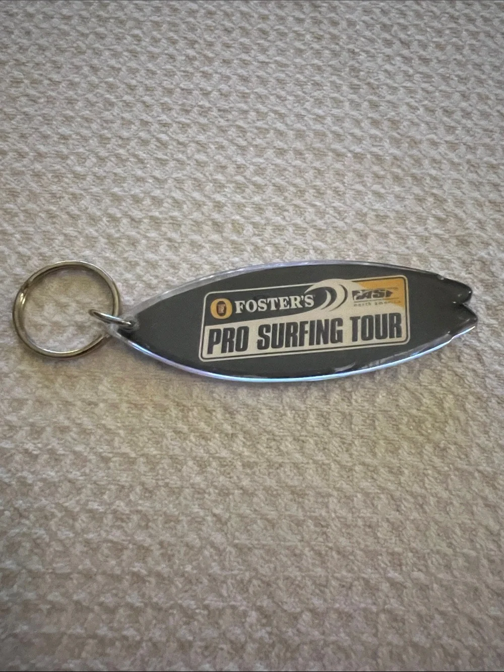 Foster Pro Surfing Tour Gray and Yellow Surfboard Keychain